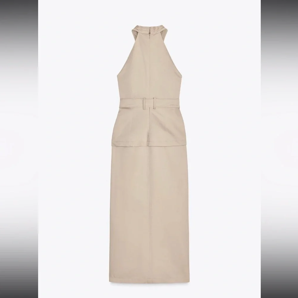 ZARA CROSSOVER BELTED MIDI DRESS - Picture 14 of 16